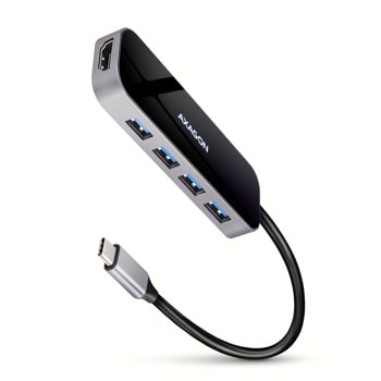 Докинг станция AXAGON HMC-6H4A, от USB C към 1x USB C(PD), 4x USB A, 1x HDMI, черна | JAR Computers usb хъб axagon hmc-6h4a