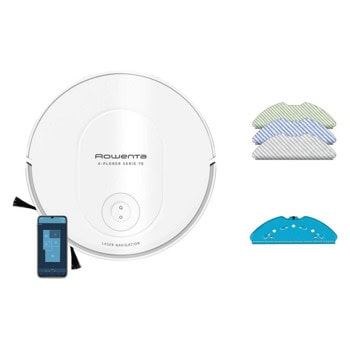 Прахосмукачка Rowenta X-PLORER Serie 70 Animal & Allergy, робот, 400ml капацитет на контейнера/300ml на резервоара, до 168 минути време на работа, 4 степени на мощност, изкачване на препятствия с височина до 18 mm, бяла | JAR Computers Rowenta RR8477WH