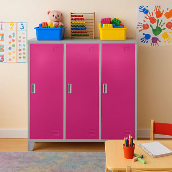 Метален шкаф Carmen CR-1605-3 JZ сив/розов