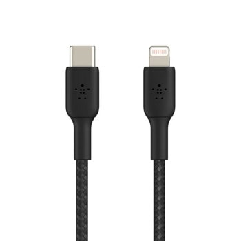 Кабел Belkin BoostCharge (CAA004bt2MBK), от USB-C(м) към Lightning(м), 2m, черен | JAR Computers Belkin BoostCharge CAA004bt2MBK