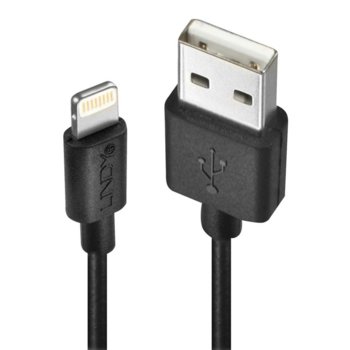 Кабел Lindy 31319, от USB A(м) към Lightning(м), 0.5m, черен | JAR Computers LINDY Kабел USB към Lightning 0.5m 31319