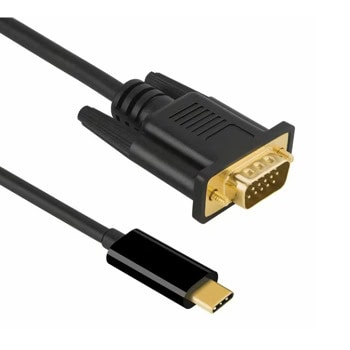 DeTech USB-C to VGA 1.8m Black 18395