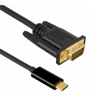 Кабел DeTech, от USB Type-C(м) към VGA(м), 1.8m, черен | JAR Computers DeTech USB-C to VGA 1.8m Black 18395