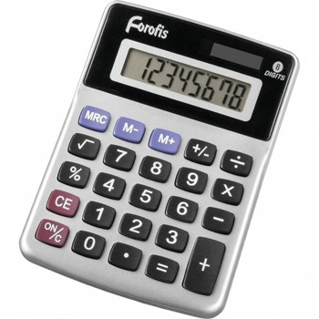 Калкулатор Forofis 91596, 8-разряден LCD дисплей, настолен, основни математически действия, сребрист | JAR Computers Forofis 91596