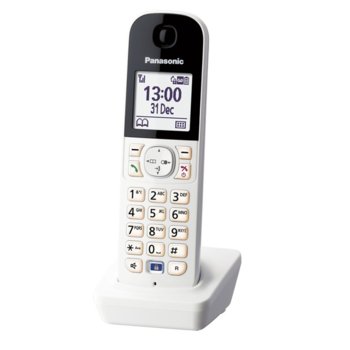 Безжичен телефон Panasonic KX-HNH100FXW, за система "умен дом" за контрол в дома, външен/вътрешен обхват 300/50м, 1.7"(4.31cm) дисплей, гласово известяване, управление на Panasonic "смарт контакт", акт./деакт. на цялата Panasonic "умен дом" система | JAR Computers Panasonic KX-HNH100FXW