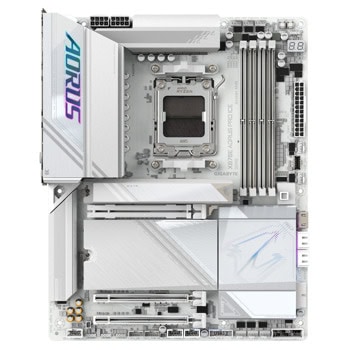 Дънна платка Gigabyte X870E AORUS PRO ICE, X870E, AM5, DDR5, PCI-E 5.0 (HDMI&USB4), 4x SATA 6Gb/s, 4x M.2, 2x USB4, 2.5GbE LAN, Wi-Fi 7, Bluetooth 5.4, ATX | JAR Computers GIGABYTE X870E AORUS PRO ICE