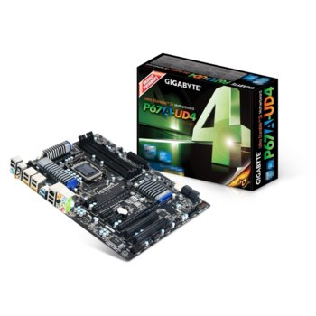 Дънна платка Gigabyte P67A-UD4, P67, LGA1155, DDR3 @ 2133MHz, 2xPCI-E(CF/SLi), Dolby SB7.1, Lan1000, SATA RAID 0,1,5,10, 2xSATA 6Gb/s, 4xUSB3.0, ATX | JAR Computers Gigabyte P67A-UD4
