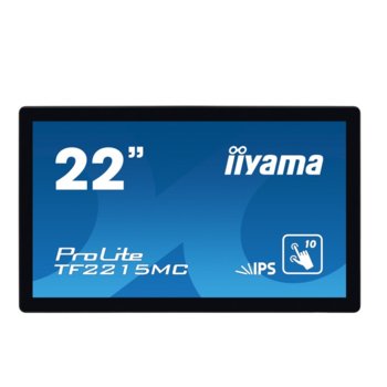 Тъч Монитор IIYAMA TF2215MC-B2, 21.5" (54.61 cm) IPS панел, 75Hz, Full HD, 14 ms, 350 cd/m2, DisplayPort, HDMI, VGA | JAR Computers Тъч Монитор IIYAMA TF2215MC-B2