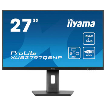 Монитор IIYAMA XUB2797QSNP-B1, 27" (68.58cm) IPS панел, 100Hz, WQHD, 1ms, 80 000 000:1, 300cd/m2, DisplayPort, HDMI, USB, USB-C, LAN | JAR Computers IIYAMA XUB2797QSNP-B1