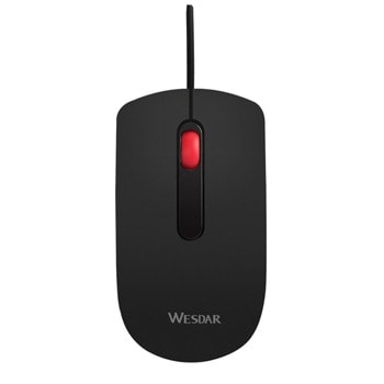 Мишка Wesdar X18 Black, оптична (1200dpi), USB, черна, 3 бутона image