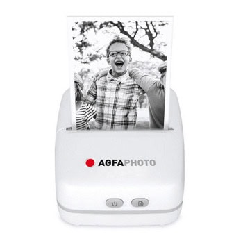Мобилен принтер AgfaPhoto Realipix Pocket Printer Papergo, монохромен термичен фотопринтер, Bluetooth, USB Micro, 57x30mm печат, бял | JAR Computers AgfaPhoto Realipix Pocket Printer Papergo White