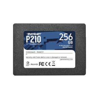 Памет SSD 256GB, Patriot P210, SATA 6Gb/s, 2.5" (6.35 cm), скорост на четене 500MB/s, скорост на запис 400MB/s | JAR Computers Patriot P210 256GB