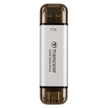 Памет SSD 1TB Transcend ESD310, USB Type-C + USB Type-A, скорост на четене до 1050MB/s, скорост на запис до 950MB/s, сребриста | JAR Computers SSD Transcend ESD310 1TB Silver TS1TESD310S