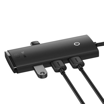USB Хъб Baseus WKQX030201, 5 порта, от USB Type-A към 4x USB 3.0 Type-A, 1x USB Type-C, черен | JAR Computers Baseus WKQX030201