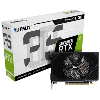 Видео карта Nvidia GF RTX 3050, 6GB, Palit StormX, PCI-E 4.0, GDDR6, 96-bit, DisplayPort, HDMI, DVI-D | JAR Computers Palit GeForce RTX 3050 StormX 6GB NE63050018JE