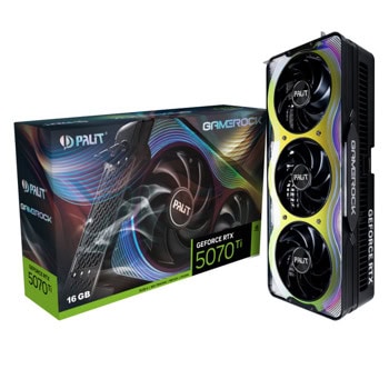 Видео карта Nvidia GF RTX 5070 Ti, 16GB, Palit GameRock, PCI-E 5.0, GDDR7, 256-bit, DisplayPort, HDMI | JAR Computers Palit GF RTX 5070 Ti GameRock NE7507T019T2-GB2030G