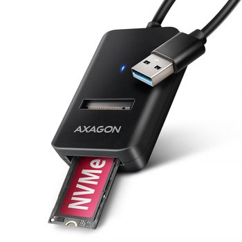 Адаптер Axagon ADM2-AM, за M.2 (2230/2242/2260/2280) SSD, NVMe/SATA, USB 3.2 Gen 2 Type-A, черен | JAR Computers Axagon ADM2-AM