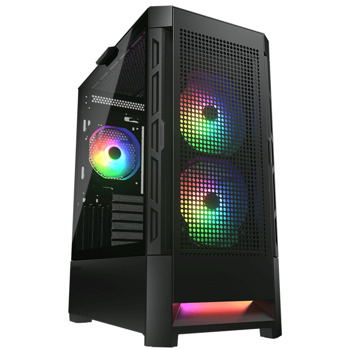 Кутия Cougar Gaming Airface RGB, E-ATX/ATX/mATX/mITX, 2x USB 3.0, с прозорец, черна, без захранване | JAR Computers Cougar Gaming Airface RGB 385ZD10.0004