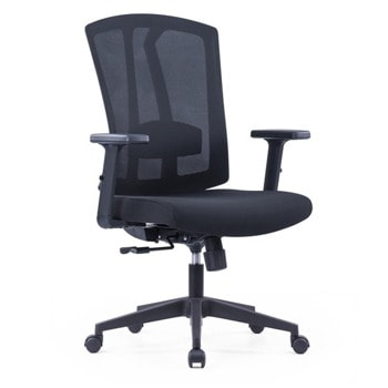 Работен стол RFG Brixxen W, до 120кг. меш дамаска, пластмасова база, лумбална опора, Tilt механизъм, черен image