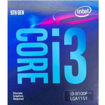 Процесор Intel Core i3-9100F, четириядрен (3.6/4.2 GHz, 6MB SmartCache, без GPU, LGA1151), Box | JAR Computers Intel Core i3-9100F 3.6/4.2 GHz