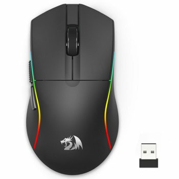 Мишка Redragon Deicide Pro, оптична (26 000 dpi), безжична/жична, Bluetooth, USB, USB-C, черна, гейминг, RGB подсветка | JAR Computers Redragon Deicide Pro M816-PRO