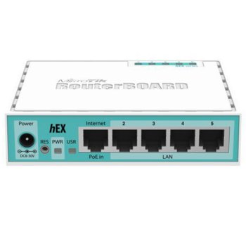 Суич MikroTik HEX RB750GR3, 5x (10/100/1000) Ethernet ports, 256MB RAM, 880MHz, PoE image
