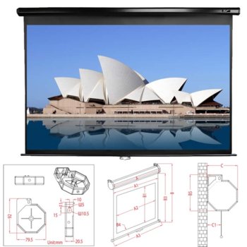 Екран Elite Screens 99" (251.46 cm), 177.8 x 177.8 cm ползваема площ, окачване на стена/таван, 2г. image