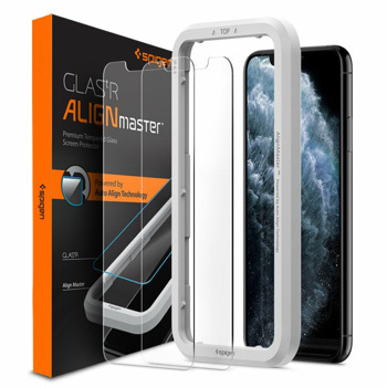 Протектор от закалено стъкло /Tempered Glass/ Spigen за iPhone 11/XS/X, 9H твърдост, 2.5D технология | JAR Computers Протектор Align Master Tempered Glass AGL00109