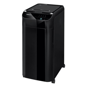 Шредер Fellowes Auto Max 350C, до 15 листа А4 ръчно/до 350 листа А4 автоматично, раздробява карти/CD / DVD дискове/хартия/телчета/кламери, Surefeed технология, режим SmartLock, кошче за отпадъци с обем 68 литра | JAR Computers Fellowes Auto Max 350C 4964101