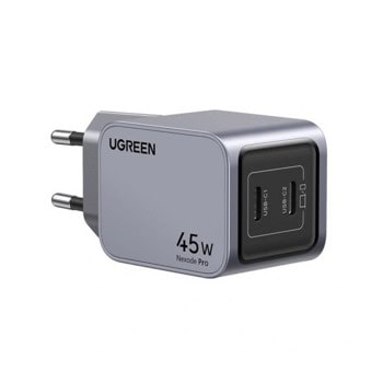 Зарядно устройство Ugreen X707, от контакт към 2x USB C(ж), сиво, 45W | JAR Computers Ugreen X707 Gray 35008