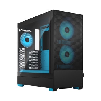 Кутия Fractal Design Pop Air Cyan Core, ATX/mATX/Mini-ITX, 2x USB 3.0, RGB контролер, прозорец, черна, без захранване | JAR Computers Fractal Design Pop Air Cyan Core FD-C-POR1A-02