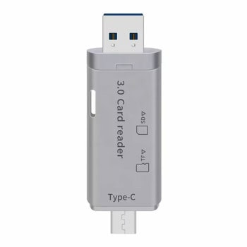 Четец на карти DeTech, USB Type-A/C, SD/SDHC/SDXC/MicroSDHC/MicroSDXC, сив | JAR Computers Четец на карти DeTech 17854