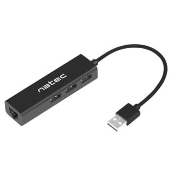 Докинг станция Natec Dragonfly, от USB-A към 3x USB-A, 1x RJ45, черна | JAR Computers Natec Dragonfly NHU-1413