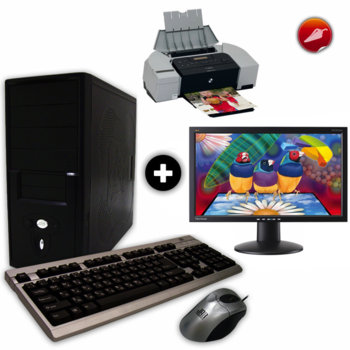 Настолен компютър PC "Мултимедия" & 18.5" (47 cm) Viewsonic VA1913W +подарък принтер Canon IP6210D, Celeron Dual Core E3200 2.4GHz, 2GB RAM, 320GB HDD, DVDRW, SB5.1, клавиатура и мишка, 2г. гаранция | JAR Computers PC "Мултимедия" & 18.5" (47 cm) Viewsonic VA1913…
