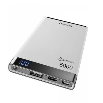 Външна батерия/power bank/ Cellularline Manta S, 5000mAh, сива | JAR Computers Външна батерия Manta S 5000mAh USB-C