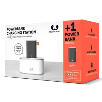 Външна батерия /power bank/ Fresh 'n Rebel + Charging Station, 6000 mAh, USB, черна | JAR Computers Fresh 'n Rebel Charging kit