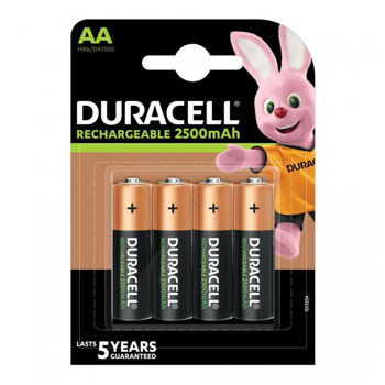 Акумулаторна батерия Duracell, AA, R6, 1.2V, 2500 mAh, NiMH, 4 бр. | JAR Computers Батерии Duracell AA R6 1.2V 2500 mAh NiMH 4 бр.