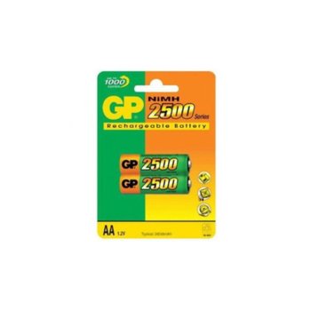 Акумулаторна Батерия GP NiMH R6/AA, 2500mAh, 2 бр. GP250AAHC | JAR Computers Акум.Батерия R6 AA 2500mAh  NiMH 2 бр. GP250AAHC