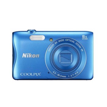 Nikon CoolPix S3700 (син) + калъф + карта 8GB