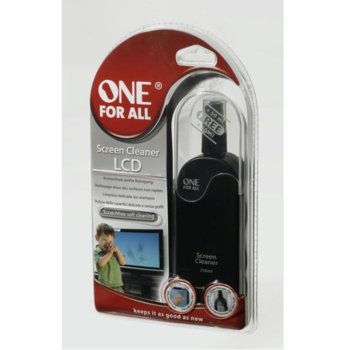 Почистващ комплект за LCD монитори, One for all, 250 ml. | JAR Computers Комплект за почистване на LCD - 250мл