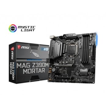 Дънна платка MSI MAG Z390M MORTAR, Z390, LGA1151, DDR4, PCI-E (DP&HDMI&DVI)(CF), 4x SATA 6Gb/s, 2x M.2 slots, 1x USB Type-C, 3x USB 3.1 Gen2, micro ATX | JAR Computers MSI MAG Z390M MORTAR