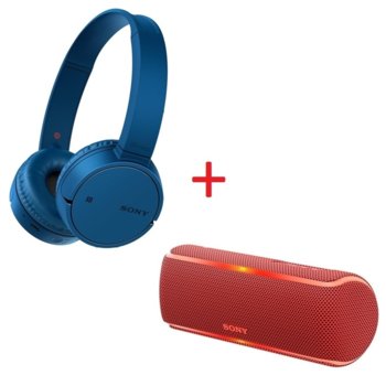 Комплект Sony WH-CH500 Blue + SRS-XB21 Red