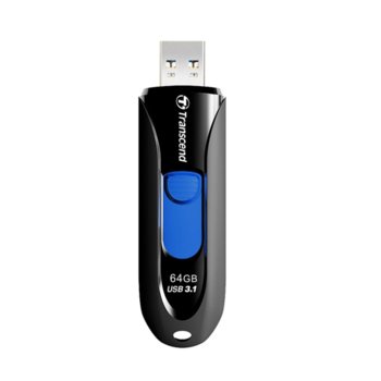 Памет 64GB USB Flash Drive, Transcend JetFlash 790K, USB 3.1, черна/синя | JAR Computers Transcend 64GB JETFLASH 790K, USB 3.1, black