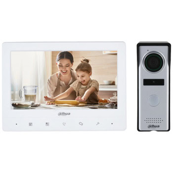 Комплект еднофамилна видеодомофонна система Dahua KTA03, 7" (17.78cm) TFT цветен екран, едноабонатна, интерком, бял | JAR Computers Dahua KTA03