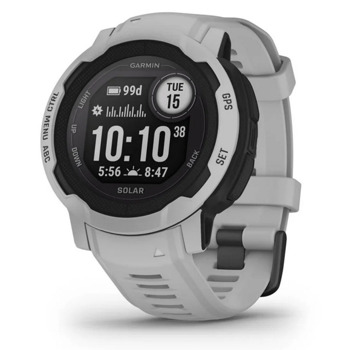 Смарт часовник Garmin Instinct 2 Solar Mist Gray, два прозореца 0.9" x 0.9" (2.3cm x 2.3cm) MIP дисплей, 32MB вградена памет, соларно зареждане, GPS, 10 ATM, Bluetooth, ANT+, до 28 дни време за работа, компас, сив | JAR Computers Garmin Instinct 2 Solar Mist Gray