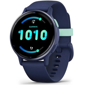 Смарт часовник Garmin vivoactive 5 (Metallic Navy/Navy), 1.2" (3.04cm) AMOLED дисплей, Bluetooth, ANT+, Wi-Fi, GPS, 4GB вградена памет, следене на сърдечен ритъм, измерване на стреса, мониторинг на съня, 5ATM, до 11 дни време на работа, син | JAR Computers Garmin vivoactive 5 Metallic Navy/Navy 010-02862-1