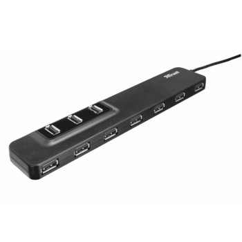 USB Хъб TRUST Oila, 10 port, USB 2.0, черен | JAR Computers TRUST Oila 10 Port USB 2.0 Hub 20575