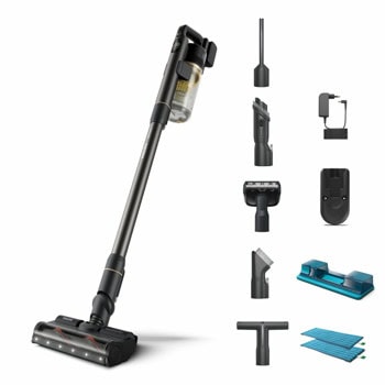 Прахосмукачка Philips XC7057/01, вертикална/ръчна, безжична, 600 ml капацитет на контейнера, до 80 минути време на работа, миещ се филтър, PowerCyclone 12, 5-степенна филтрация, черна | JAR Computers Прахосмукачка Philips XC7057/01