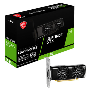 Видео карта Nvidia GF GTX 1630, 4GB, MSI 4GT, OC, Low-Profile, PCI-E 3.0, GDDR6, DisplayPort, HDMI, DVI-D | JAR Computers Видео карта MSI GeForce GTX 1630 4GT LP OC