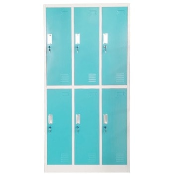 Метален шкаф RFG DZX-074/RAL5018, 6x шкафове, прахово боядисан, метален, заключване, вентилационен отвор, сив/светлосин | JAR Computers RFG DZX-074/RAL5018